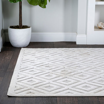 Portmany Neutral Diamond Trellis Indoor/outdoor Area Rug